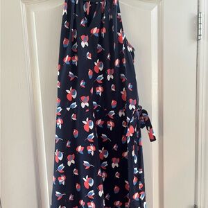 Pixley Blue Orange and White Midi Halter Dress Casual